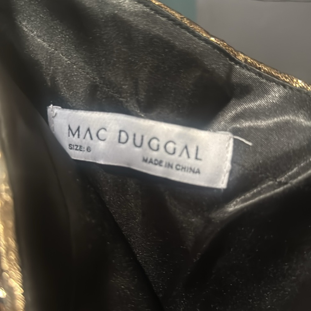 MAC DUGGAL 67297 ONE SHOULDER METALLIC ANTIQUE BRONZE BALL-GOWN sz 6 - Picture 5 of 12
